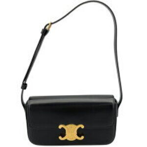 Celine Claude Shoulder Bag Black Shiny Calfskin